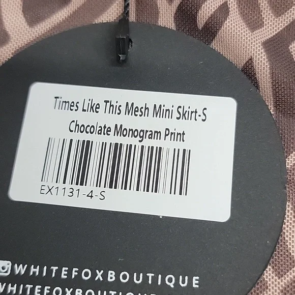 white fox boutique times like this mesh mini skirt chocolate monogram print - Picture 4 of 4